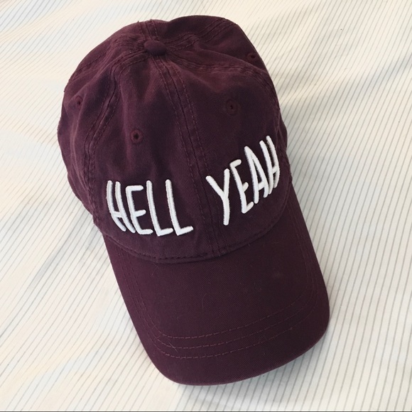 American Eagle Outfitters Accessories - American Eagle Maroon Burgundy Hell Yeah Dad hat